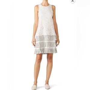Rebecca Taylor Garden Eyelet Tiered Linen Tank Dress - size 4